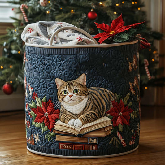 The Reading Cat Quilted Laundry Basket NCU0PTT1514