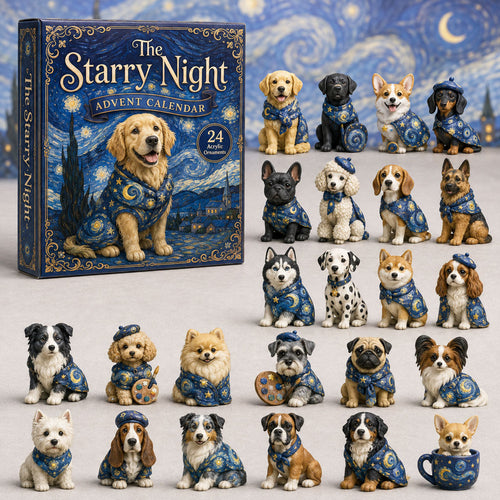 CHRISTMAS KICKOFF 40% OFF - The Starry Night Dog Advent Calendar 2026 - 24-Day Festive Countdown, Acrylic Charms Blind Box - Gift For Dog Lovers AC0TH113