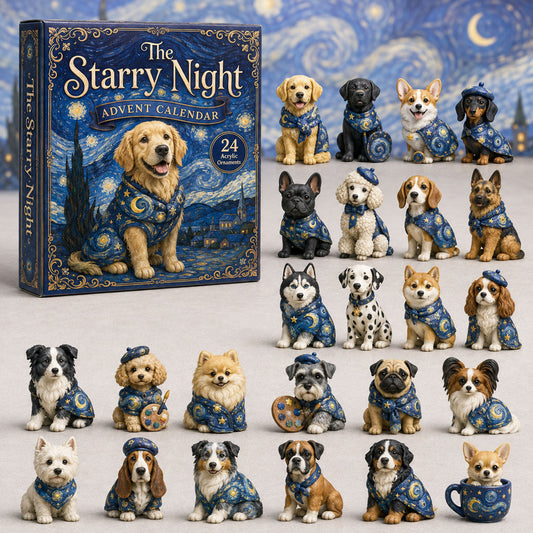 CHRISTMAS KICKOFF 40% OFF - The Starry Night Dog Advent Calendar 2026 - 24-Day Festive Countdown, Acrylic Charms Blind Box - Gift For Dog Lovers AC0TH113