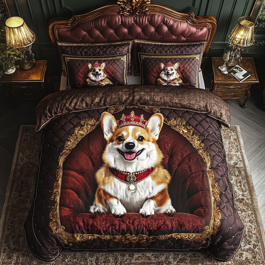 The Velvet Corgi 3-Piece Quilted Bedding Set NCU0NNT696