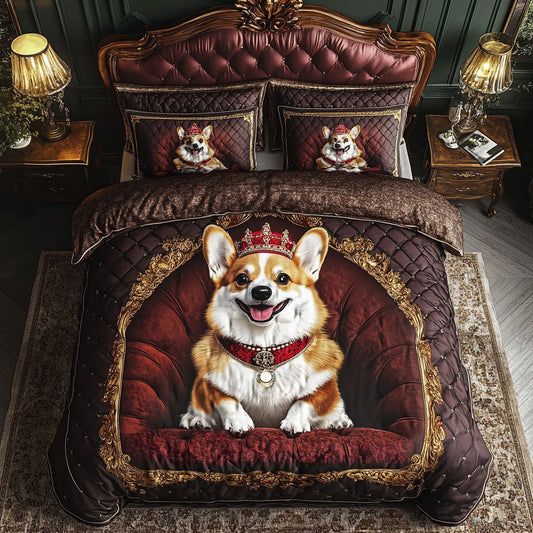 The Velvet Corgi 3-Piece Quilted Bedding Set NCU0NNT696