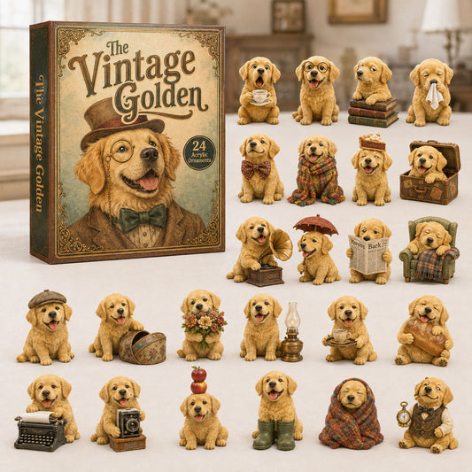 CHRISTMAS KICKOFF 40% OFF - The Vintage Golden Advent Calendar 2026 - 24-Day Festive Countdown, Acrylic Charms Blind Box - Gift For Golden Retriever Lovers AC0TH097