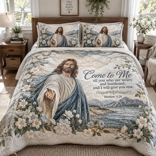 The Welcoming Savior 3-Piece Quilted Bedding Set NCU0DV2464