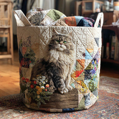 Blooming Cat Quilted Laundry Basket NCU0QN062