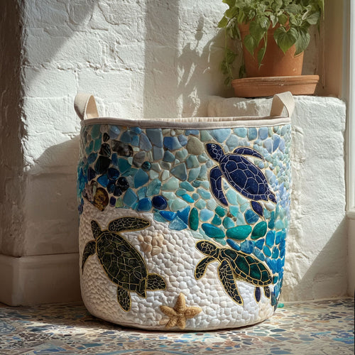 Tideglow Sea Turtle Quilted Laundry Basket NCU0PTT2669