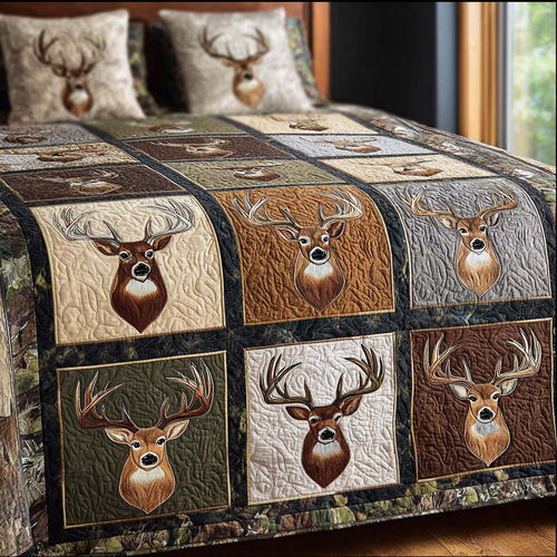 Timber Deer 3-Piece Quilted Bedding Set NCU0NNT2646
