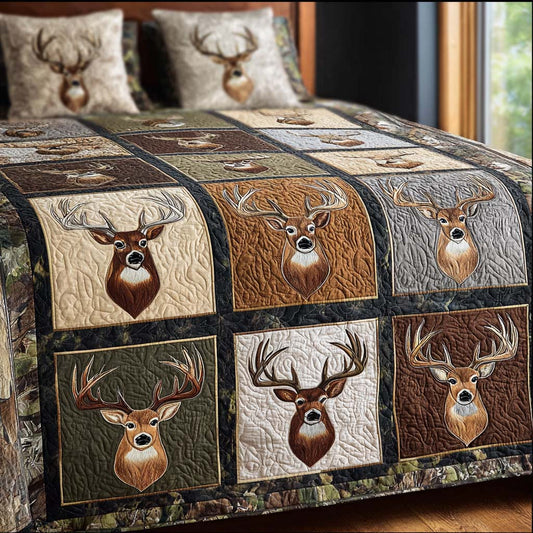 Timber Deer 3-Piece Quilted Bedding Set NCU0NNT2646