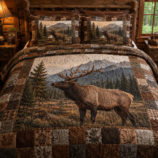 Timber Elk 3-Piece Quilted Bedding Set NCU0DV2161