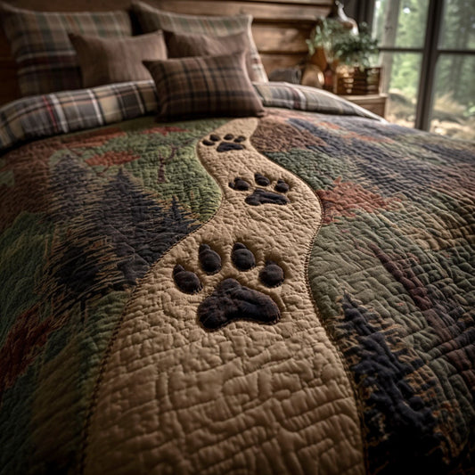 Timber Paw Trail 3-Piece Quilted Bedding Set NCU0PTT2692