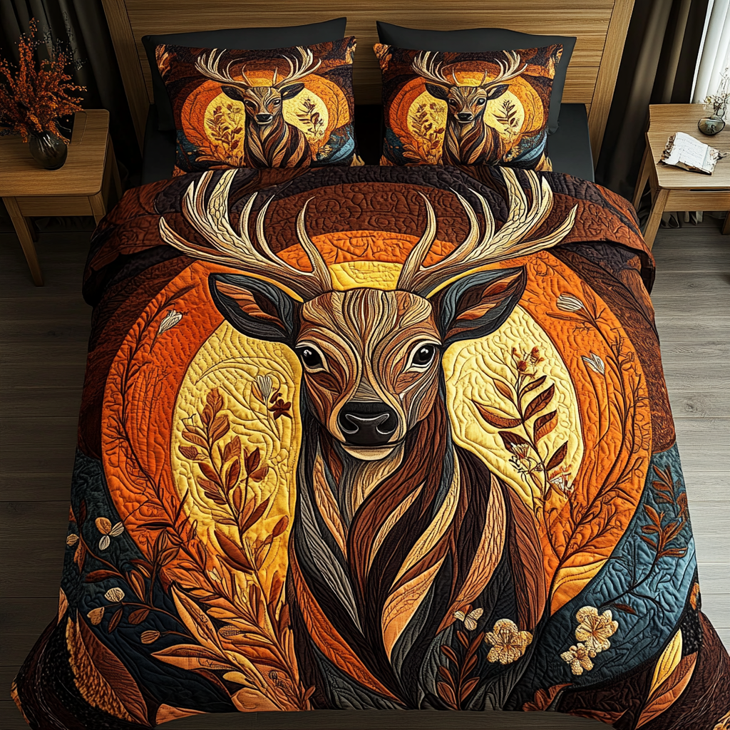 Timber Stag 3-Piece Quilted Bedding Set NCU0PVL068