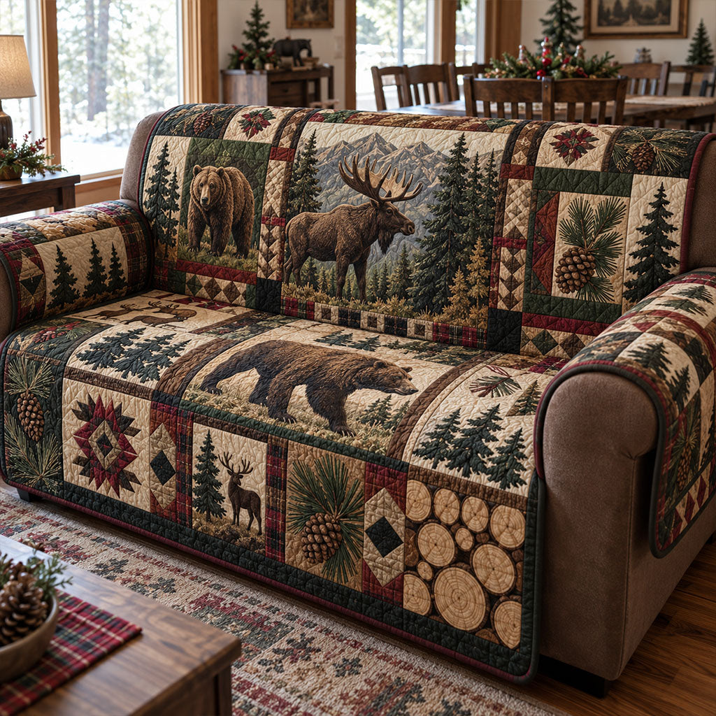 Timber Trail Memories Quilted Sofa Cover NCU0PTT3434