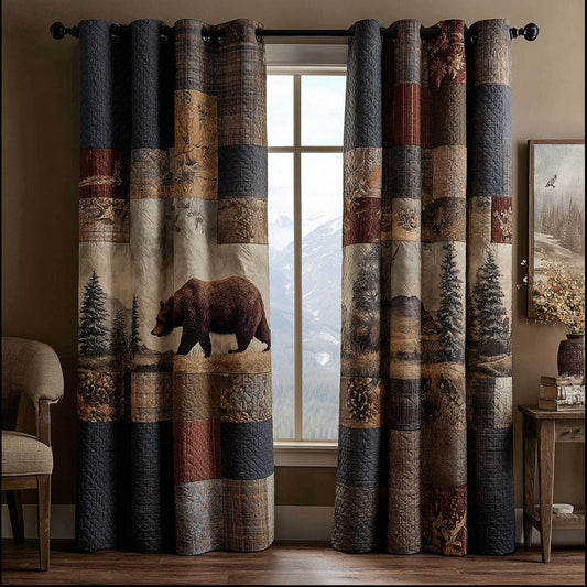 Timberland Bear Scene Quilted Curtains NCU0NNT2882