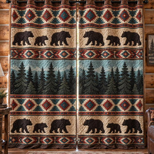 Timberline Bear Roam Quilted Curtains NCU0PVL1127