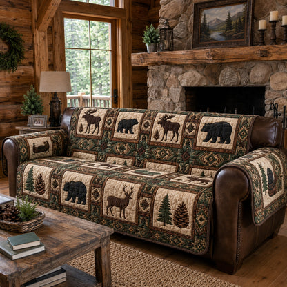 Timberline Moose Roam Quilted Sofa Cover NCU0PVL1070