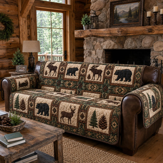 Timberline Moose Roam Quilted Sofa Cover NCU0PVL1070