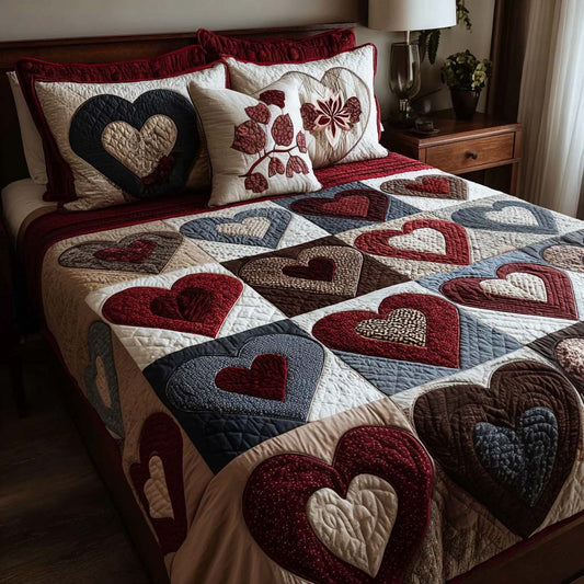 Timeless Hearts 3-Piece Quilted Bedding Set NCU0DQQ0250