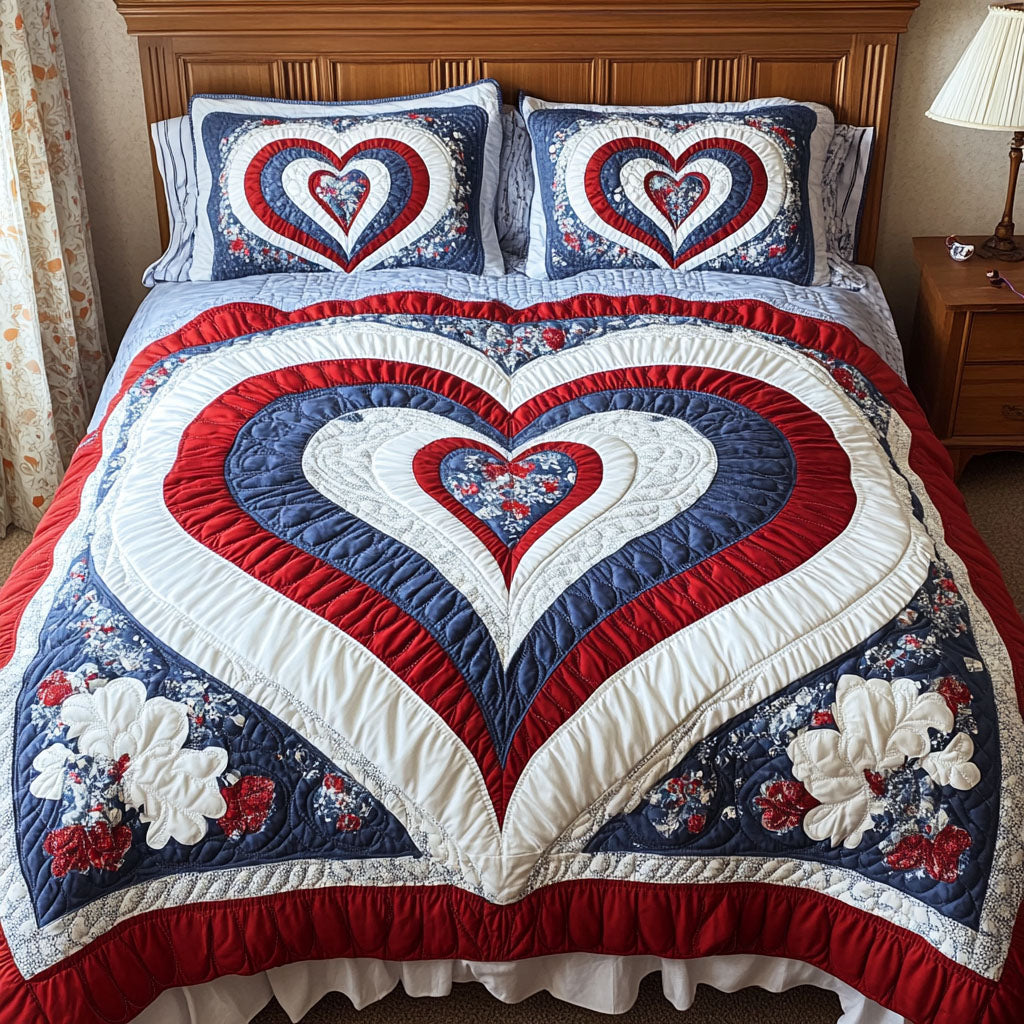 Timeless Love Blooms 3-Piece Quilted Bedding Set NCU0PTT183