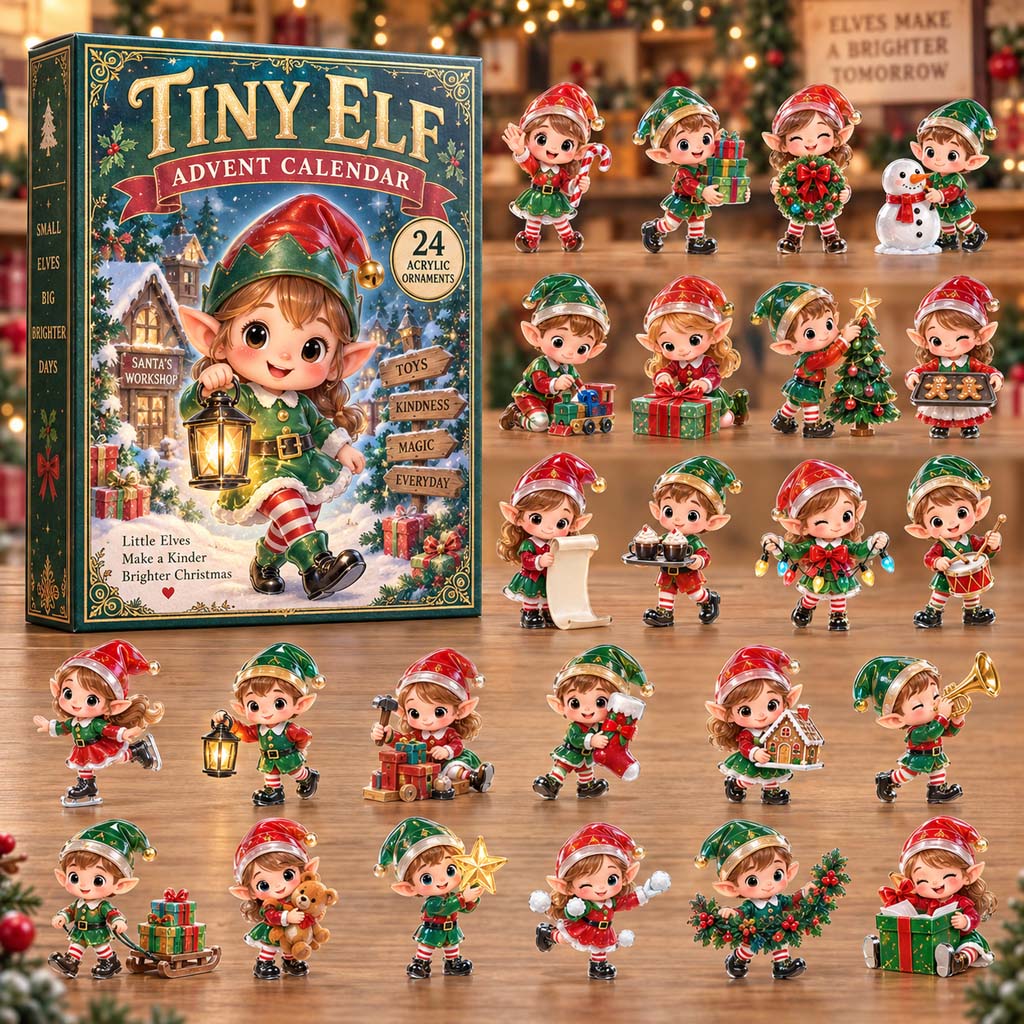 CHRISTMAS KICKOFF 40% OFF - Tiny Elf Advent Calendar 2026 - 24-Day Festive Countdown, Acrylic Charms Blind Box - Gift For Family and Friends AC0HH011