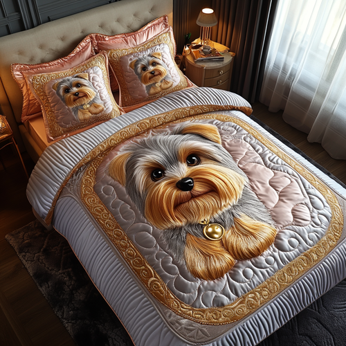 Tiny Terrier 3-Piece Quilted Bedding Set NCU0DV431