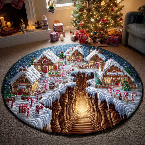 Tiny Town Christmas Quilted Round Mat NCU0HTT149