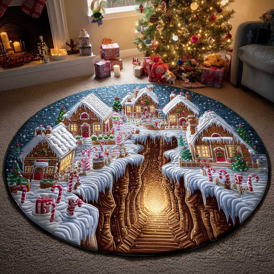 Tiny Town Christmas Quilted Round Mat NCU0HTT149