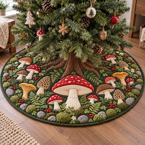 Toadstool Ring Christmas Quilted Tree Skirt NCU0NTD2271