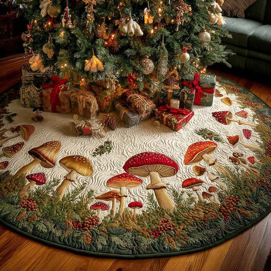 Toadstool Treasures Christmas Quilted Tree Skirt NCU0NNT2389
