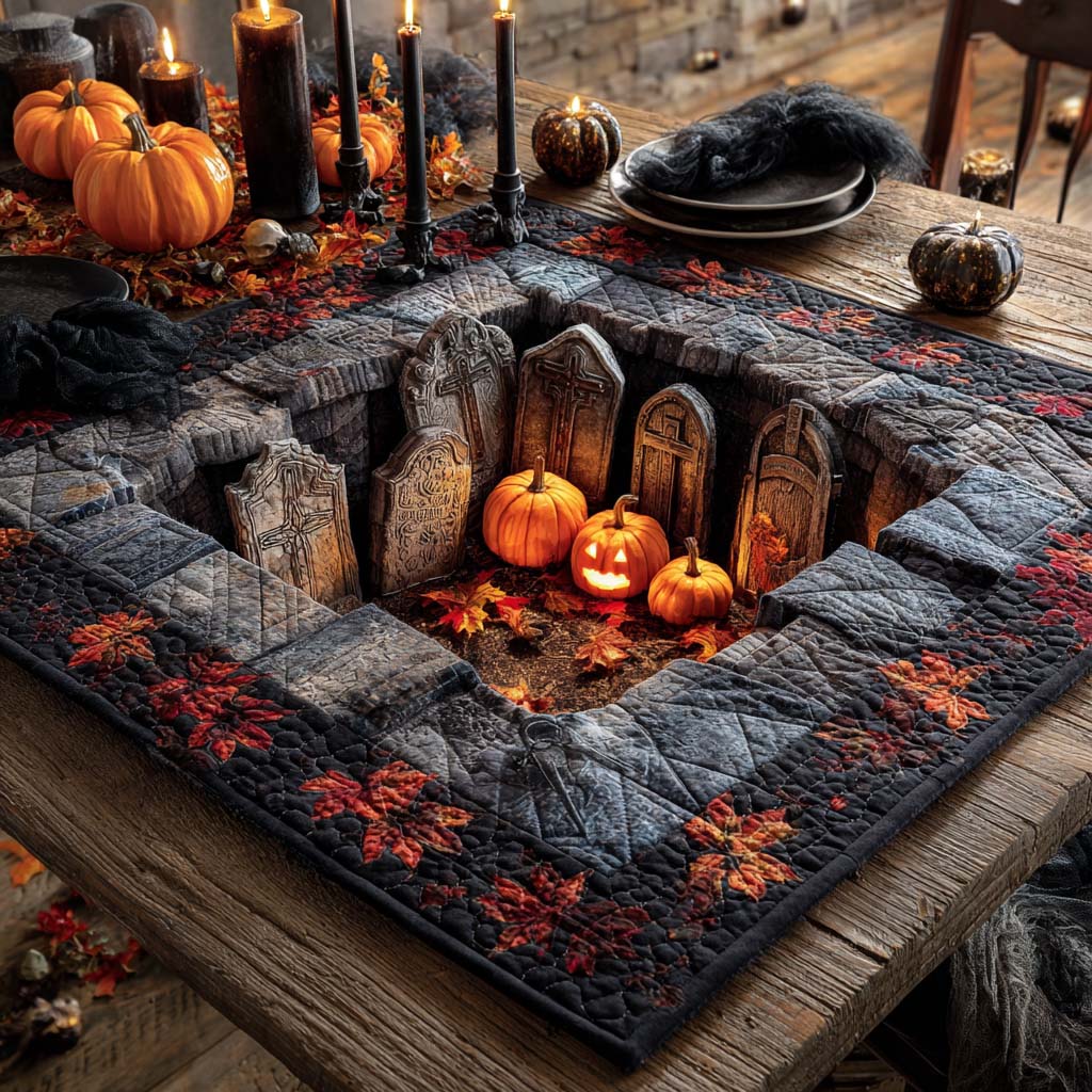 Tombstone Lantern Pit Quilted Table Topper NCU0NXD381