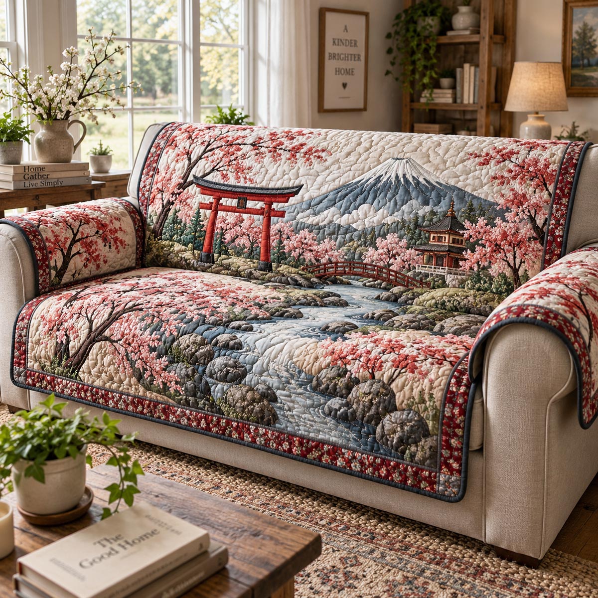 Torii Blossom Lake Quilted Sofa Cover NCU0DV2447