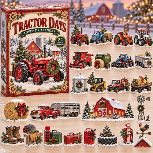 CHRISTMAS KICKOFF 40% OFF - Tractor Days Advent Calendar 2026 - 24-Day Festive Countdown, Acrylic Charms Blind Box - Gift For Family and Friends AC0TD083
