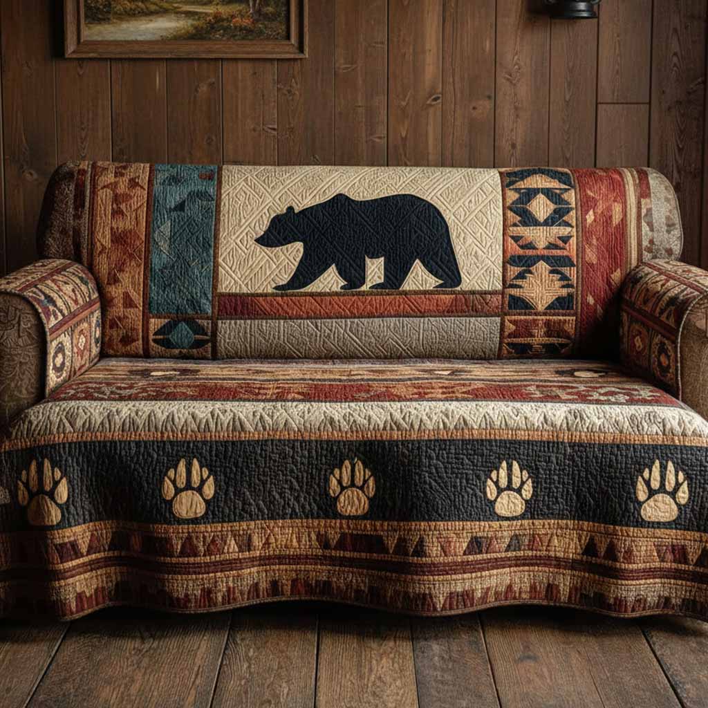 Trail Bear Quilted Sofa Cover NCU0NXD1489