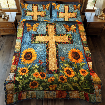 Tranquil Cross 3-Piece Quilted Bedding Set NCU0VL505