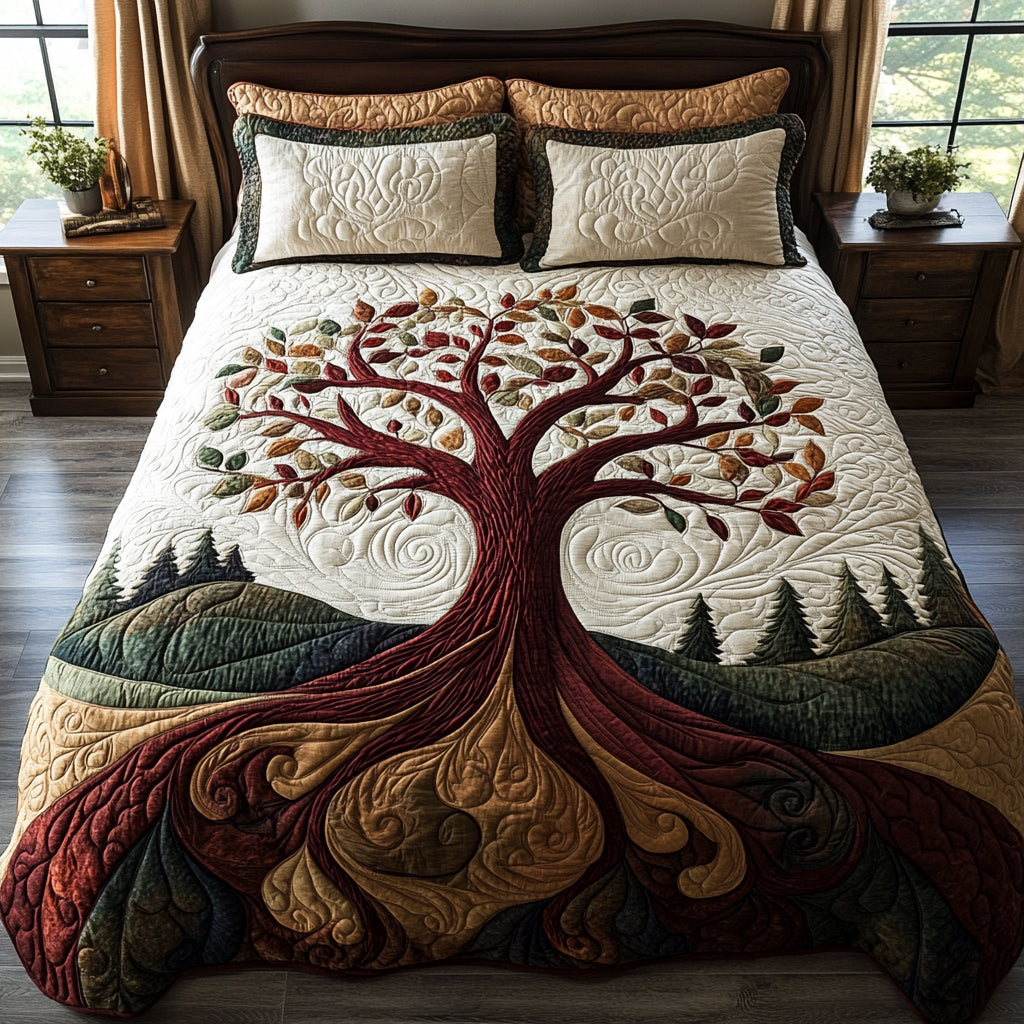 Tree Essence 3-Piece Quilted Bedding Set NCU0DV1596 – Quiltnest