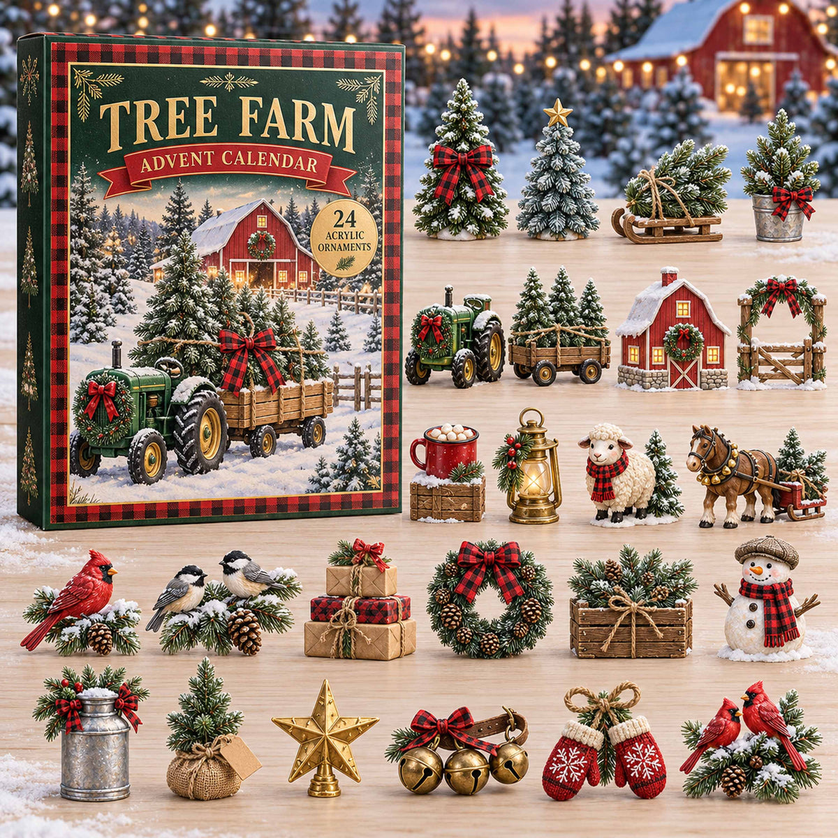 CHRISTMAS KICKOFF 40% OFF - Tree Farm Advent Calendar 2026 - 24-Day Festive Countdown, Acrylic Charms Blind Box - Gift For Family and Friends AC0TD084