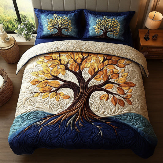 Tree Harmony 3-Piece Quilted Bedding Set NCU0DV1592