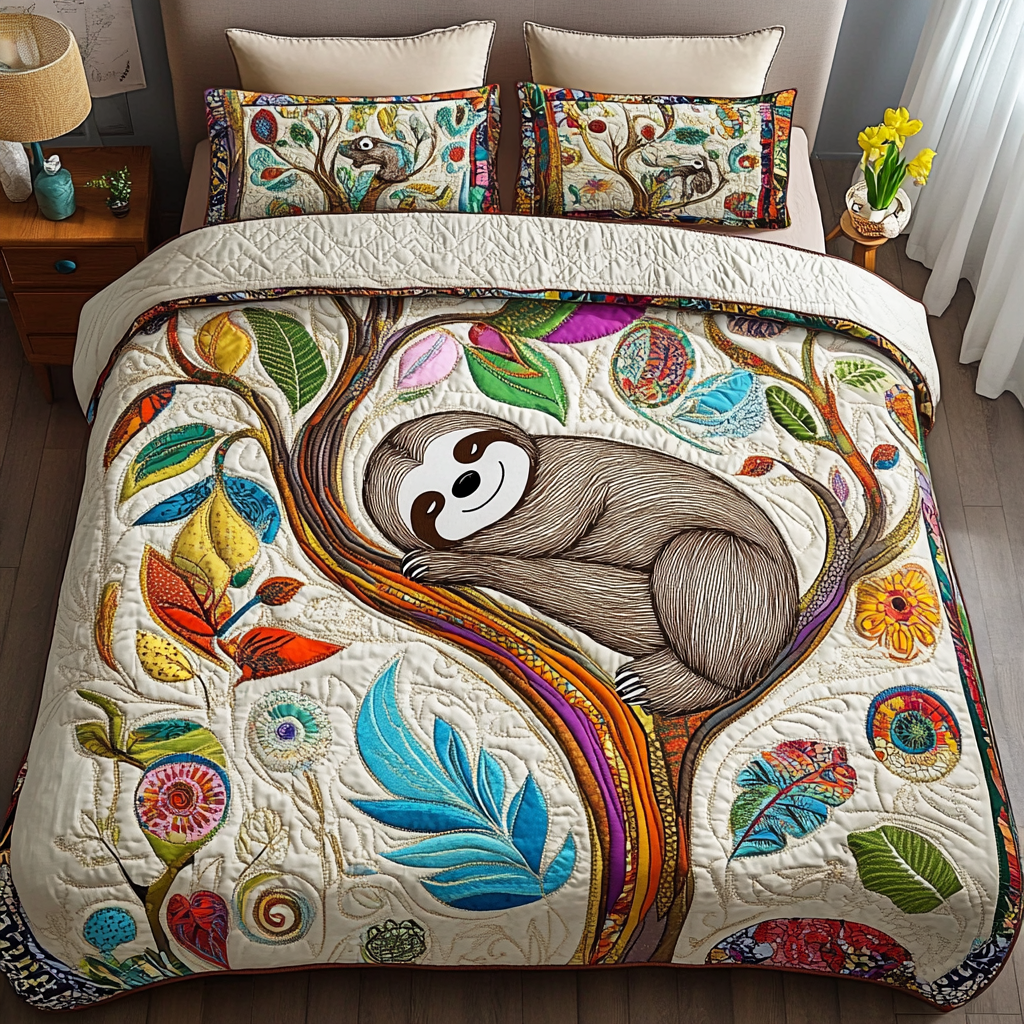 Tree Hugger Bliss 3-Piece Quilted Bedding Set NCU0DK2493
