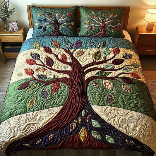 Tree of Life 3-Piece Quilted Bedding Set NCU0DK2459