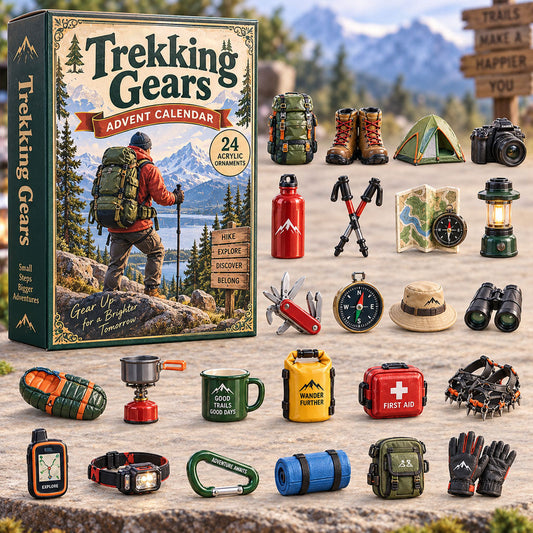 CHRISTMAS KICKOFF 40% OFF - Trekking Gears Advent Calendar 2026 - 24-Day Festive Countdown, Acrylic Charms Blind Box - Gift For Trekking Lovers AC0NT269