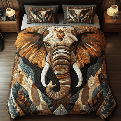 Tribal Elephant 3-Piece Quilted Bedding Set NCU0TH2603