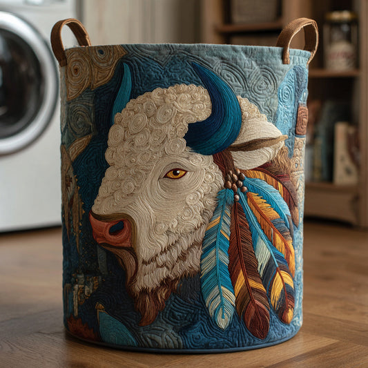 Tribal Bison Majesty Quilted Laundry Basket NCU0HNH453