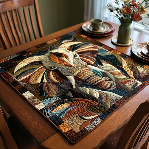 Tribal Elephant Quilted Table Topper NCU0DDK539
