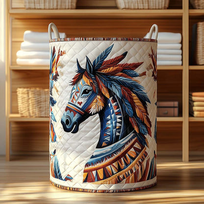 Tribal Horse Quilted Laundry Basket NCU0DQQ055