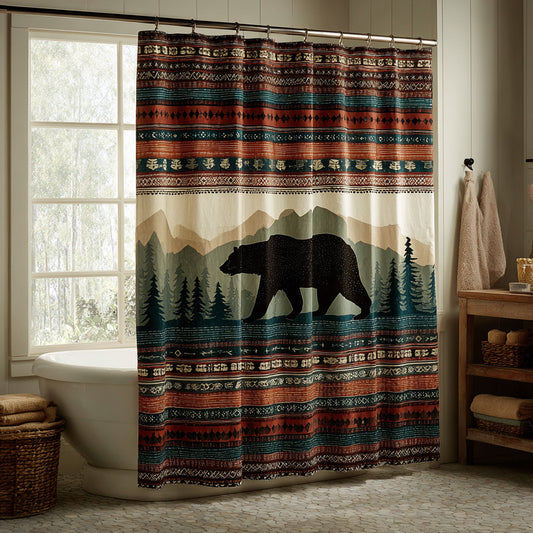 Tribal Lodge Bear Shower Curtain NCU0LDH815