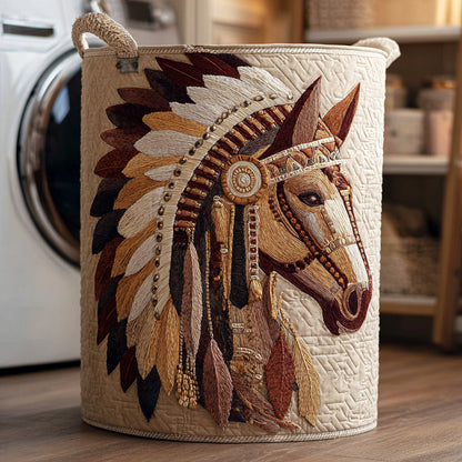 Tribal Running Horse Quilted Laundry Basket NCU0NTD960