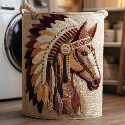 Tribal Running Horse Quilted Laundry Basket NCU0NTD960