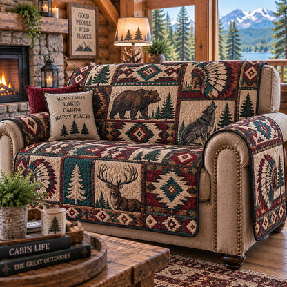 Tribal Spirit Bear Quilted Sofa Cover NCU0PVL1091