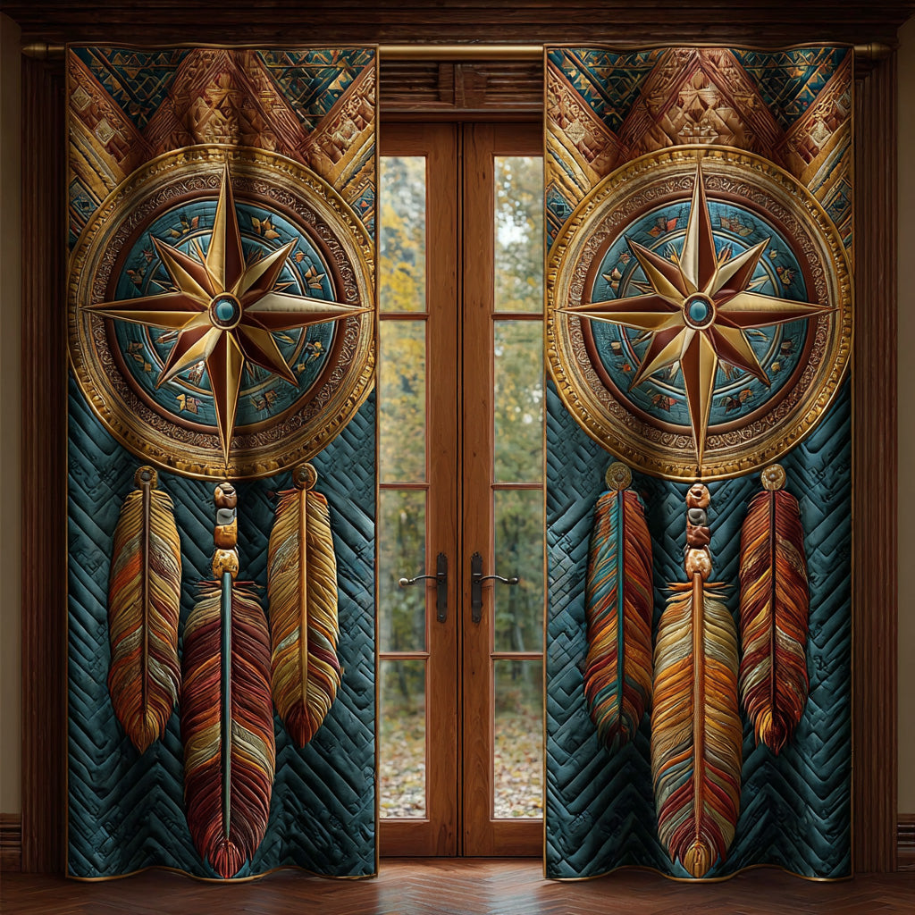 Tribal Star Feather Quilted Curtains NCU0LDH152