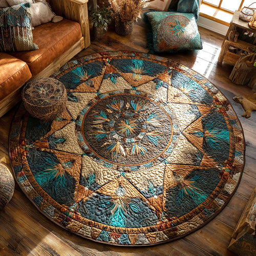 Tribal Starwheel Quilted Round Mat NCU0NTV702