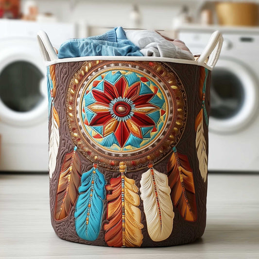 Tribal Sunburst Dreamcatcher Quilted Laundry Basket NCU0HTT019