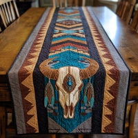 Tribal Turquoise Buffalo Skull Quilted Table Runner NCU0NXD1189